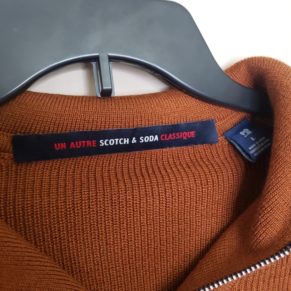 Scotch and Soda herren knit quarter zip pullover sweater L brown - Picture 2 of 5